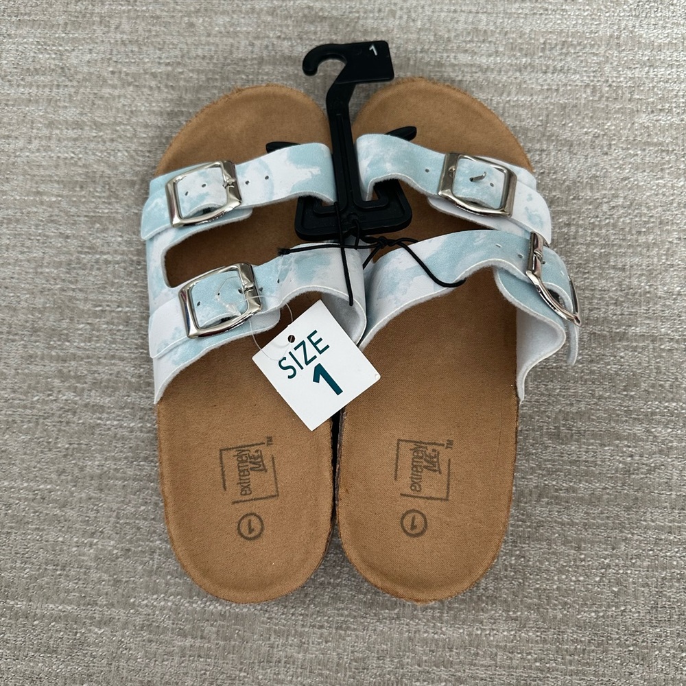 Kids Blue and White Sandals Size 1